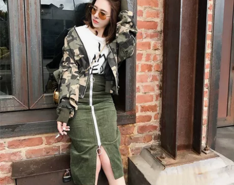 AliceW花花家秋款迷彩外套加裙子一套 ...