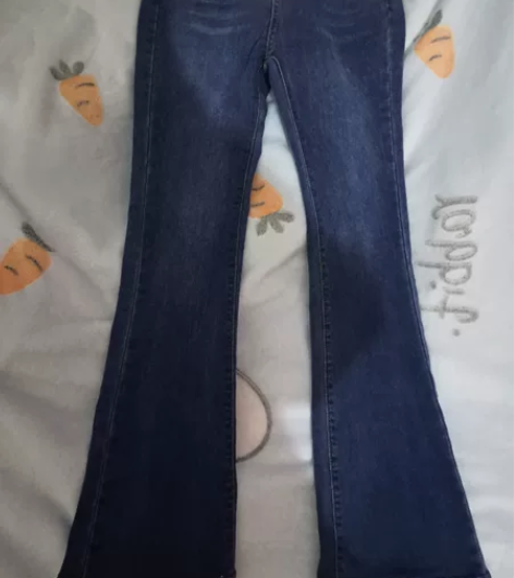 清！！深蓝色微喇牛仔裤蓝色牛仔裤女秋冬20...