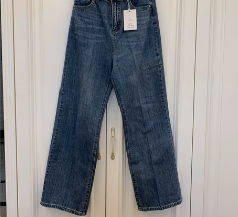 牛仔高腰阔腿长裤，L码，全新，买来大了！ ...