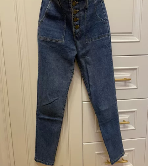 高腰牛仔裤 轻微弹力  M码 2尺 超级显瘦