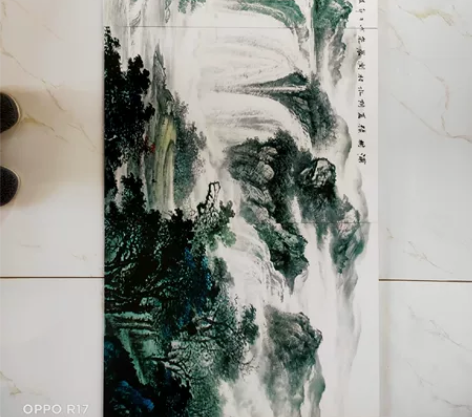 水墨国画山水画客厅电视墙三联装饰画沙发背景...