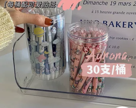 黑色按动中性笔,不断墨,顺滑好用,一筒30...