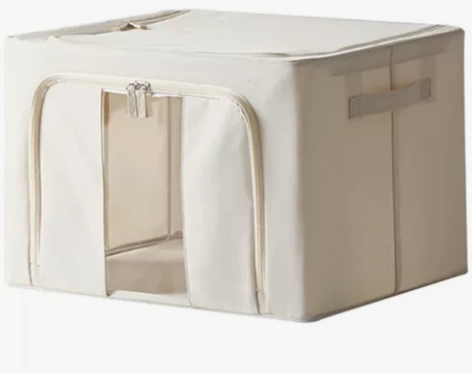 日式纯白无纺布棉麻衣物棉被收纳箱牛津布可折...