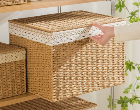 收纳箱藤编衣服整理筐家用零食书籍储物箱日