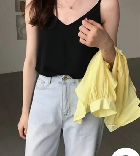 港味复古chic内搭双层雪纺吊带背心女夏外...