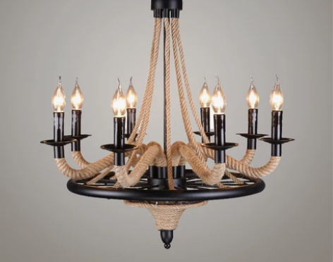 loft复古麻绳吊灯餐厅网咖酒吧服装店铺咖...