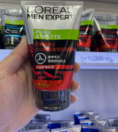 欧莱雅洗面奶男士洁面膏炭爽双效抗黑头水能润...