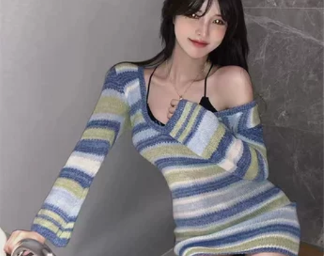 美式连衣裙欧美风甜辣千禧辣妹性感修身露背针...