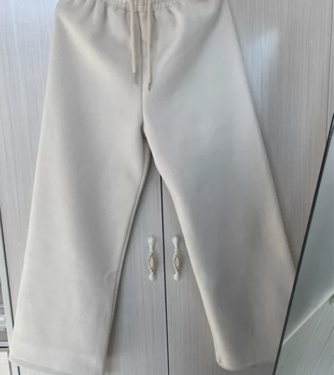 百搭冬季厚实加绒坑条直筒长裤只穿过一次 感...