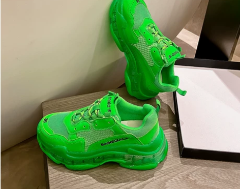 新款夜光水晶底老爹鞋男巴黎厚底韩版情侣运动...