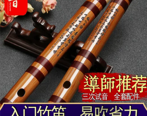 迪音精制苦竹笛子乐器G初学F成人零基础E调...