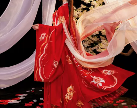 【蝶恋花】如梦霓裳新款唐制汉服红色刺绣诃子...