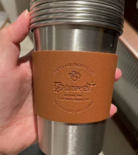 外露营304不锈钢杯带皮套野餐复古水杯咖啡...