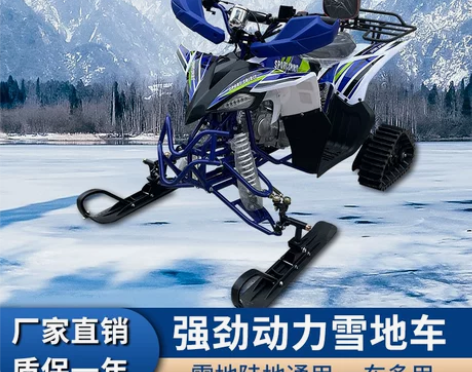 摩托车 雪地履带式125cc雪橇雪圈汽油卡...