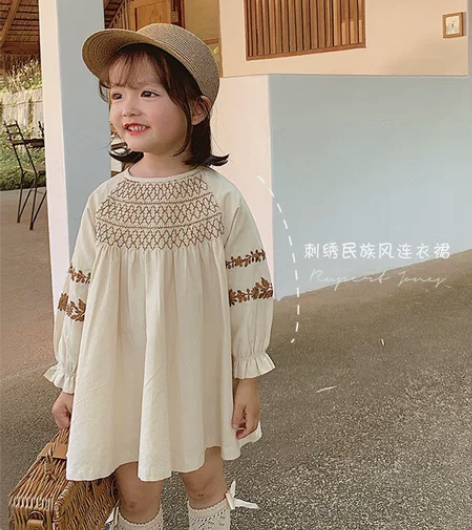 幼悠儿童裙子女童民族风刺绣连衣裙2022新...