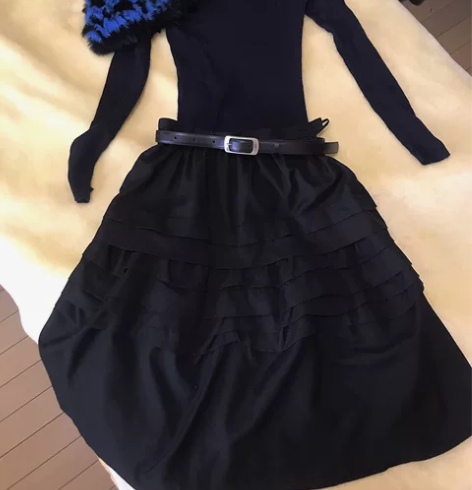 vintage日本制古着重工二手羊毛半身裙...