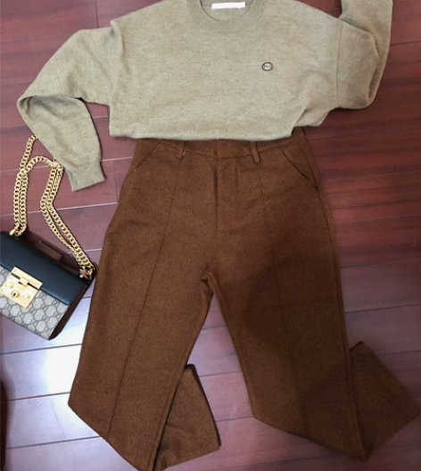 钟惠玲kiko同款裤子羊毛裤休闲裤网红萝卜...