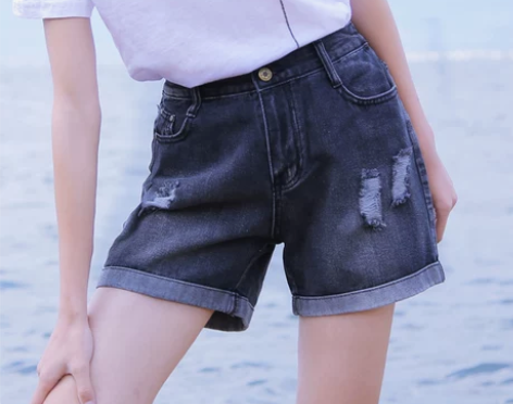 2020新款外穿黑色牛仔短裤女夏宽松大码高...