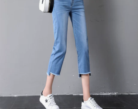 七分牛仔裤女高腰2020夏季冰丝薄款新款宽...