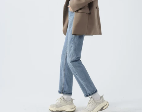 春秋牛仔裤女2022春季新款高腰阔腿百搭显...