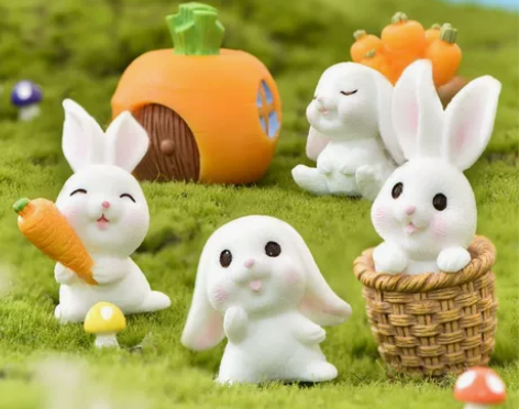 微景观树脂小摆件可爱小兔子迷你动物盆景多肉...