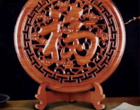 真品桃木福字挂件实木大号福字客厅木雕家居旺...