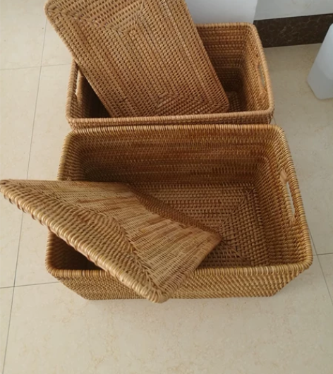 闲置转让!越南纯手工藤编收纳筐,藤编大收纳...