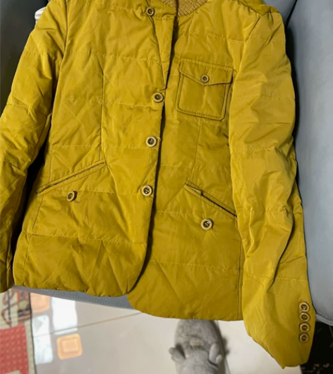 男士拼接麂皮羽绒服 黄色个性羽绒服