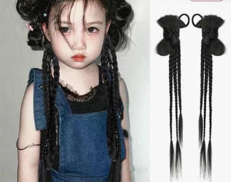 儿童辫子假发女马尾甜酷夏季网红拳击辫女团y...