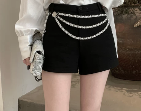 KKK STUDIO 黑色西装短裤女夏外穿...