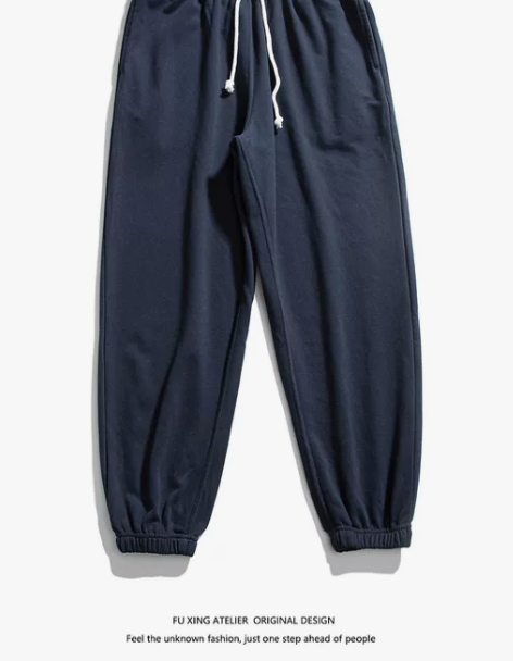 裤加绒 加绒裤子日系潮牌束脚卫裤男宽松百搭...