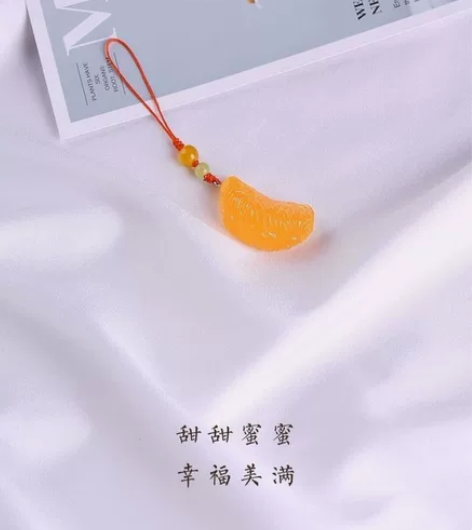桔子手机挂绳挂件可爱萌手机链挂饰吊坠挂坠精...