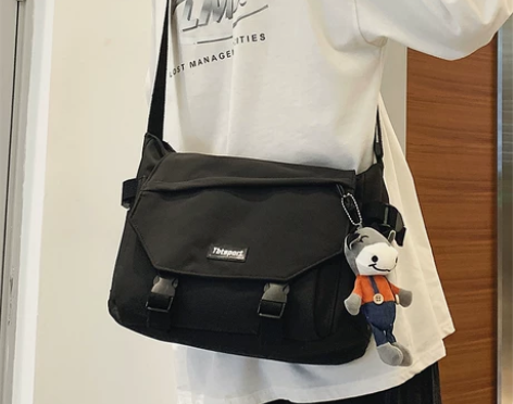 背包男斜挎包ins潮日系大容量单肩包男生潮...