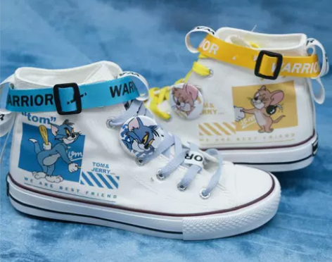 回力官方旗舰店春夏新款猫和老鼠高帮帆布鞋联...