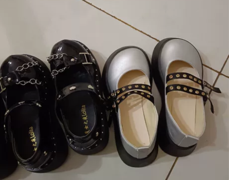 大头娃娃鞋JK银色厚底玛丽珍松糕单鞋小众鞋...