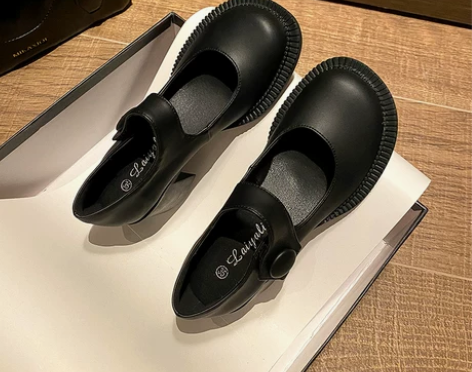 MONA同款赫本玛丽珍鞋女中跟复古单鞋大头...