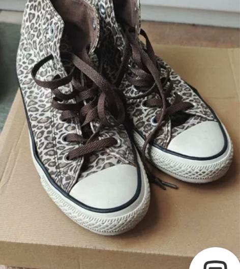 7成新 匡威帆布鞋 高帮 38码 豹纹色 ...