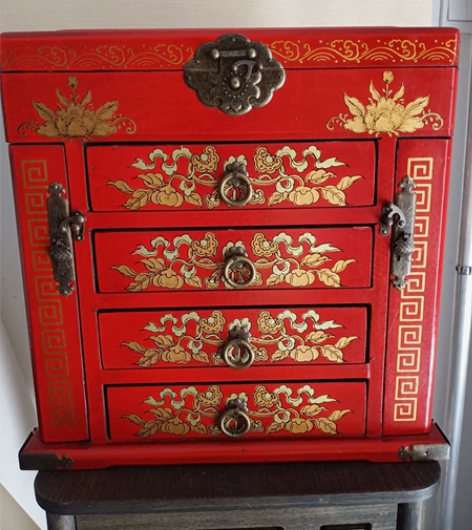 经典古装镜箱仿古皮盒仿古首饰传统复古梳妆箱...