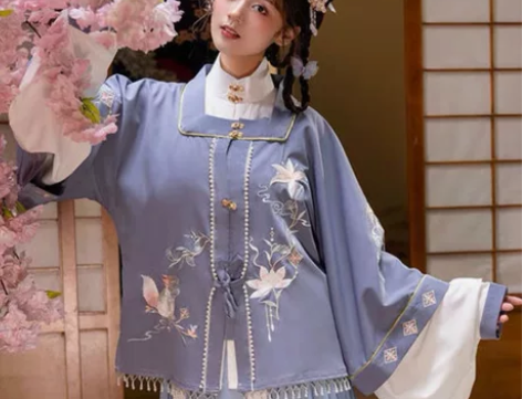 清梳原创松连枝汉服明制方领 两件上衣，一起...