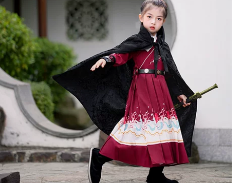 女童汉服花木兰表演服走秀霸气武侠古装女侠锦...