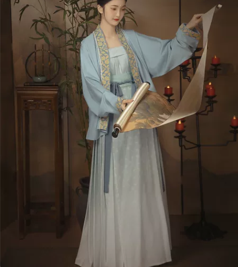 包邮蓝色飞机袖一件柒邑原创汉服女宋制【海棠...