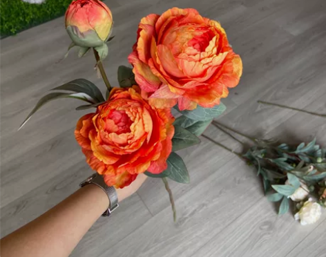 仿真花欧式秋意油画牡丹假花客厅摆件餐桌装饰...