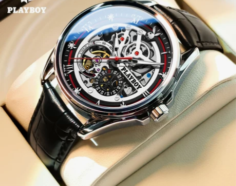 正品十大花花公子男士手表男款镂空全自动机械...