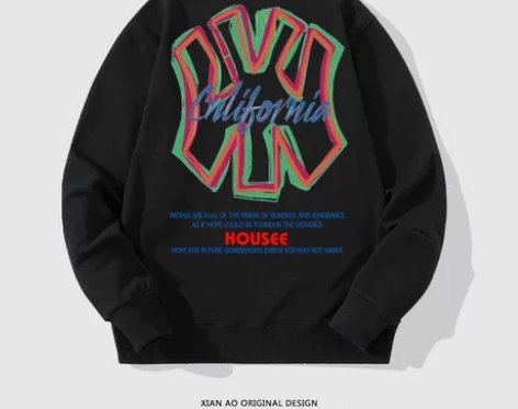 纯棉加厚圆领卫衣长袖男士秋冬新款宽松韩版潮...