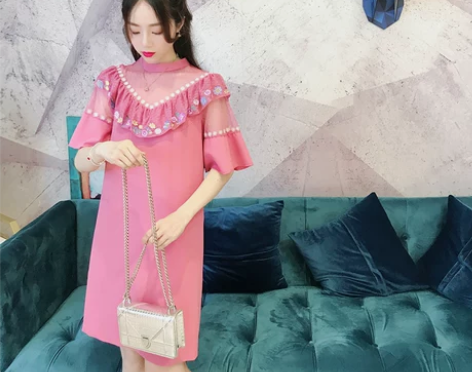 冉小兔mini限量重磅刺绣荷叶边裙2019...