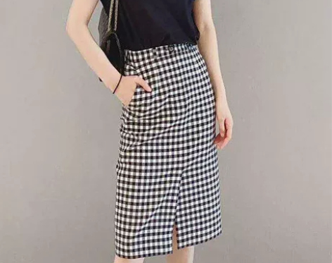 年阿玛施新特女装2021新款春秋高腰黑白格...