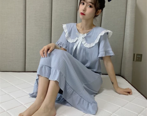 可爱日系甜美娃娃领公主风睡裙女夏季2020...