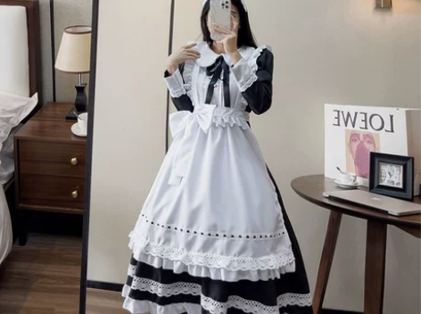 传统男女佣长款女仆装cos伪娘英式大码长裙...