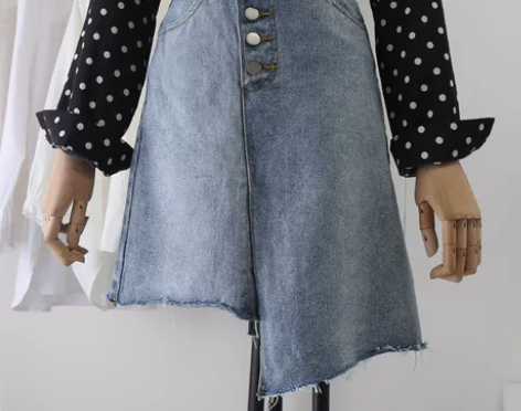 牛仔半身裙高腰包臀裙中裙2018新款港味浅...