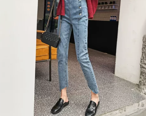 七格格高腰牛仔裤女2019秋季新款韩版修身...